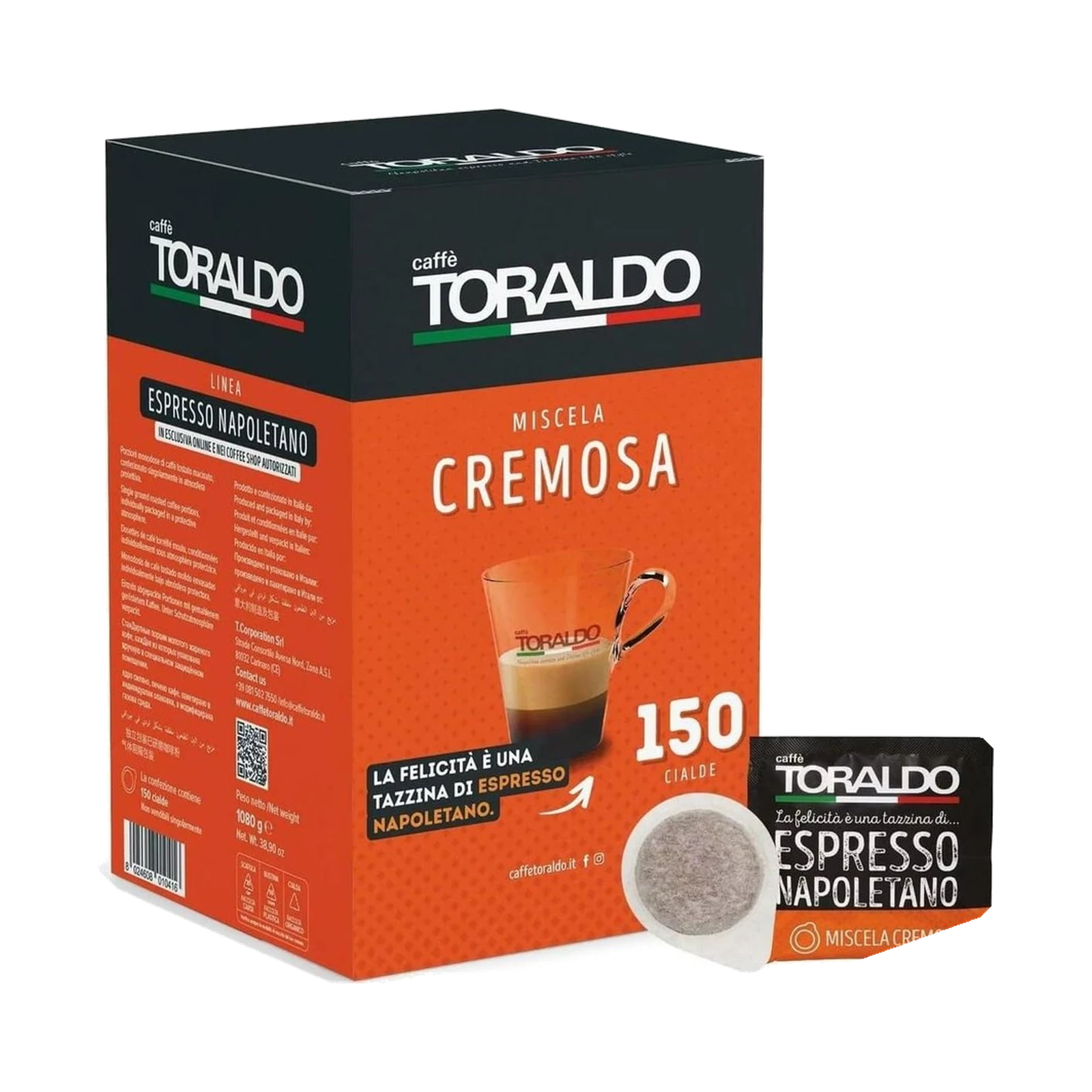 Caffè Toraldo Kaffeepads Cremosa – 150 ESE Pads 44 mm