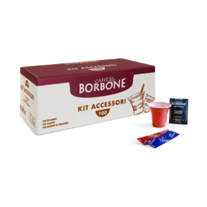 Caffè Borbone Espresso-Set – 100 Becher, Rührstäbchen & Zucker