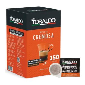Caffè Toraldo Kaffeepads Cremosa – Karton mit 150 ESE Pads 44 mm und einzeln verpacktem Pad